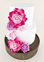 Artificial wedding cake floral decoration close-up showing layered faux flower petals. For birthday, event and celebration cakes. Made in Melbourne by Flowers For Ever After, shipping Australia and Worldwide.