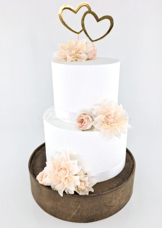 Artificial wedding cake decoration with loose faux roses in different sizes and exposed mounting wires. For birthday, event and celebration cakes. Made in Melbourne by Flowers For Ever After, shipping Australia and Worldwide.