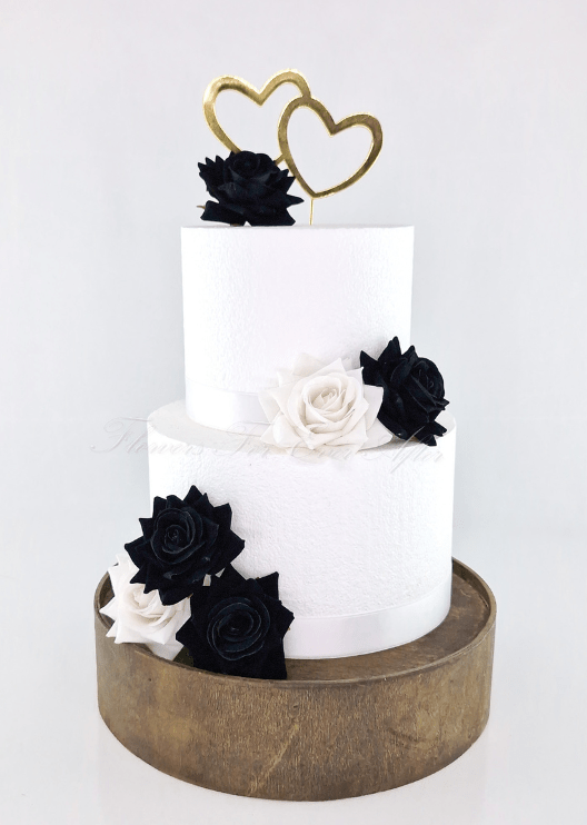 Artificial wedding cake flower pieces, top view of layered faux rose petals. For birthday, event and celebration cakes. Made in Melbourne by Flowers For Ever After, shipping Australia and Worldwide.