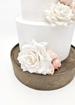 Artificial wedding cake flower pieces showing faux blooms and green foliage. For birthday, event and celebration cakes. Made in Melbourne by Flowers For Ever After, shipping Australia and Worldwide.