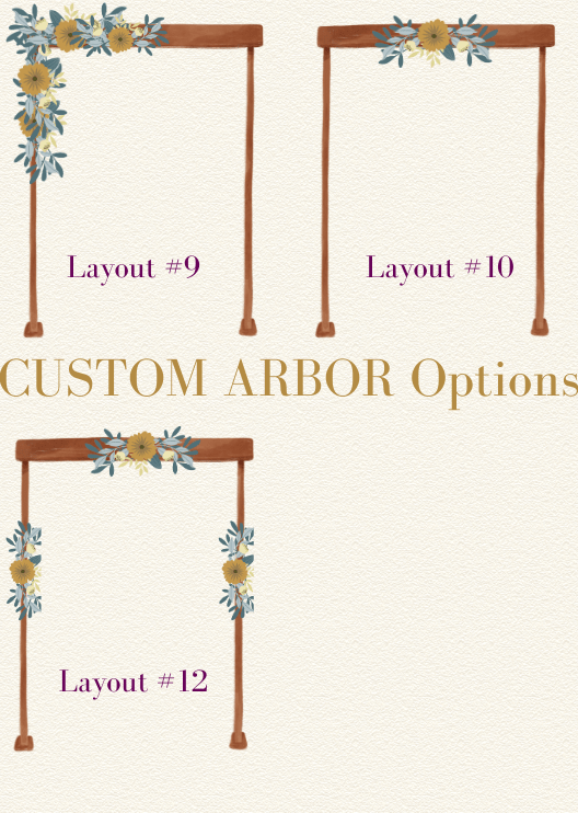 Artificial wedding faux arbor layout diagram showing custom floral placement options numbered 9, 10 and 12. Made in Melbourne by Flowers For Ever After, shipping Australia and Worldwide.