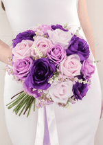 Artificial wedding bridal bouquet with mixed faux blooms, green foliage and wrapped stems. Made in Melbourne by Flowers For Ever After, shipping Australia and Worldwide.