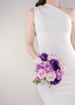 Artificial wedding bridesmaid bouquet close-up showing layered faux flower petals and foliage. Made in Melbourne by Flowers For Ever After, shipping Australia and Worldwide.