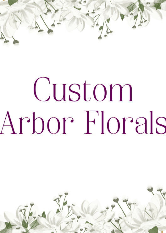 Artificial wedding custom-order graphic reading Custom Arbor Florals for faux flower ceremony decorations. Made in Melbourne by Flowers For Ever After, shipping Australia and Worldwide.