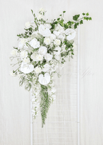 Artificial wedding ceremony arrangement with mixed faux flowers and green foliage. Made in Melbourne by Flowers For Ever After, shipping Australia and Worldwide.