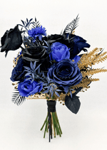 Artificial wedding bridesmaid posy with mixed faux flowers, smaller blooms and green foliage. Made in Melbourne by Flowers For Ever After, shipping Australia and Worldwide.
