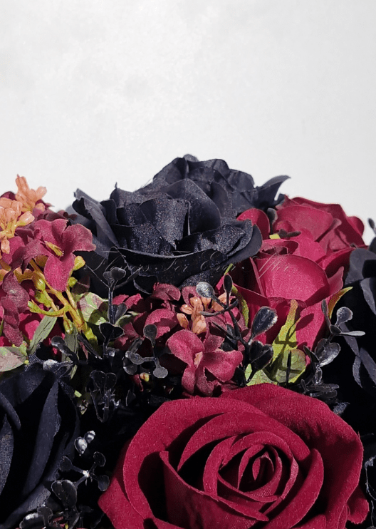 Artificial wedding bridal bouquet close-up showing layered faux flower petals and foliage. Made in Melbourne by Flowers For Ever After, shipping Australia and Worldwide.