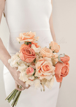 Artificial wedding bridal bouquet close-up showing layered faux flower petals and foliage. Made in Melbourne by Flowers For Ever After, shipping Australia and Worldwide.
