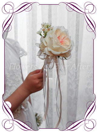 Artificial Wedding Flowers Rose Flower Girl Wand in 36 Colours 