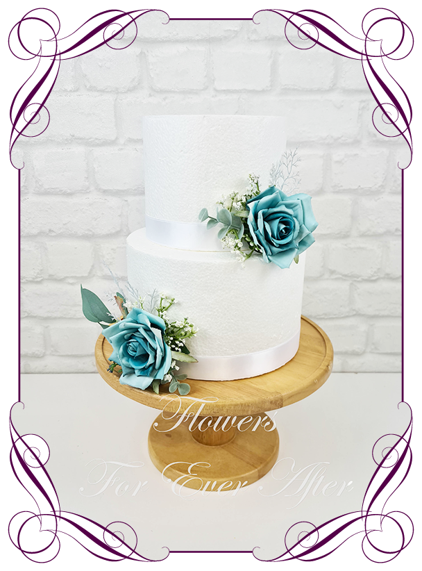 Turquoise Flower Cake Topper Decoration - Ready to set