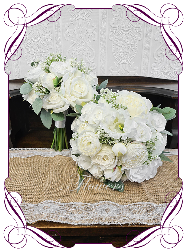 26cm Cream Ivory Peony or Rose x 7 Posy SILK Flower  WEDDING 